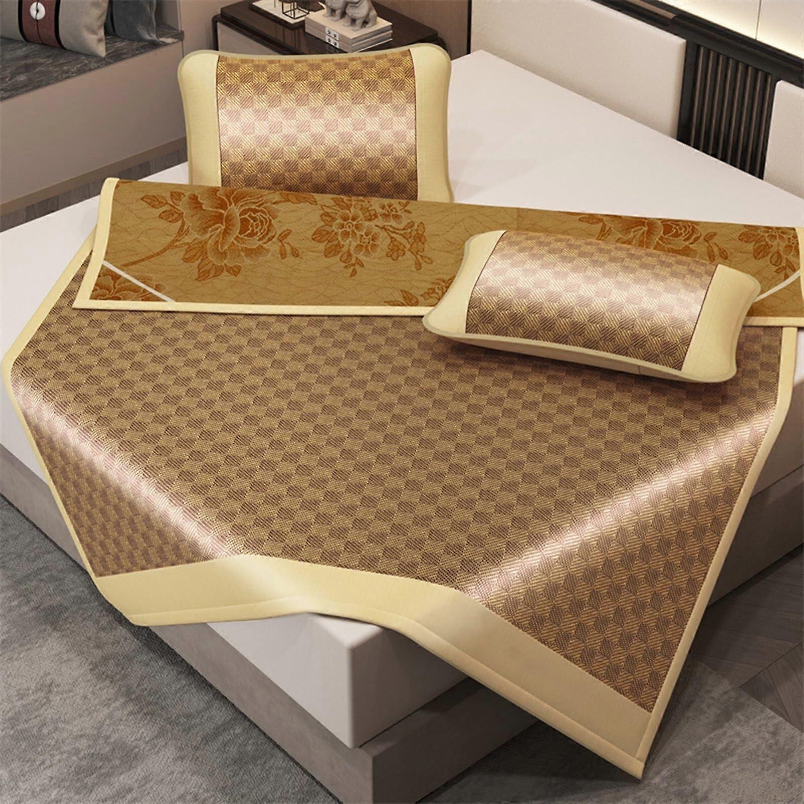Cooling Bamboo Mat with Breathable Rattan Surface, Foldable Summer Bed Mat for Home and Dorm