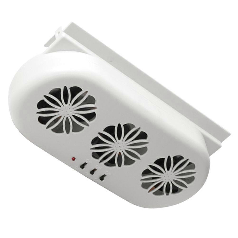 Solar Car Cooler Fan for Summer Use Efficiently Reduces Temperature with Powerful Ventilation ABS White