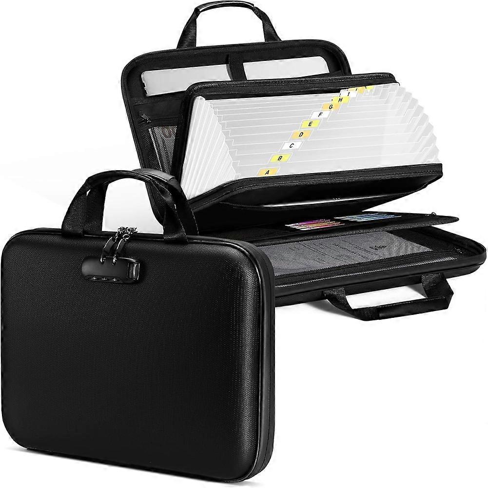 Fireproof Document Organizer Box with Lock & File Folder, Hard Case Fire Proof Safe Bag for Documents Files Valuable