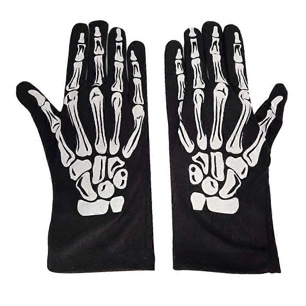 Halloween Gloves Skeleton Gloves for Party Performance 1Pair White Horror Props