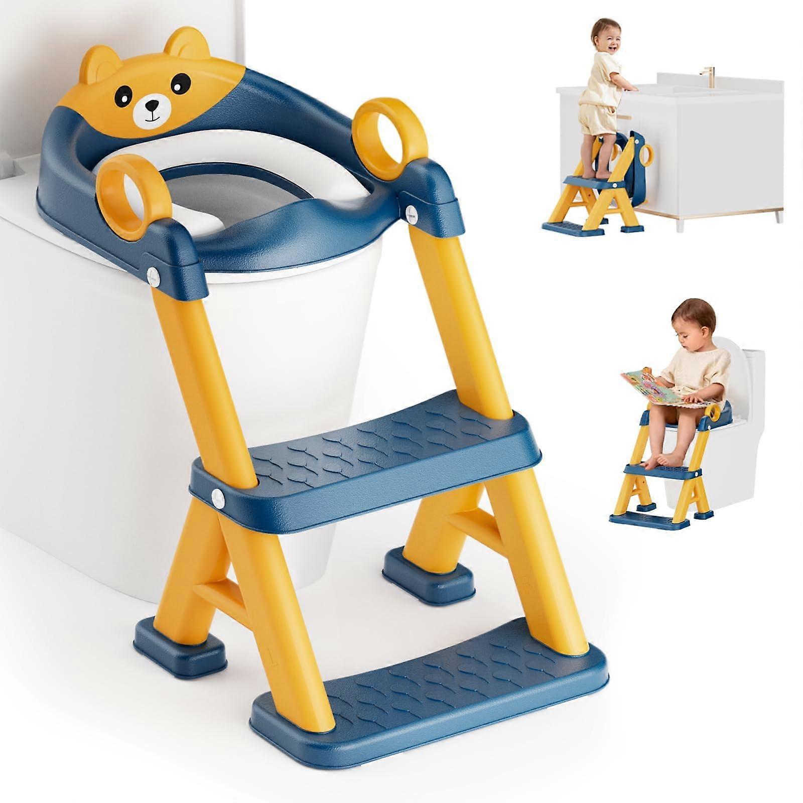 Potty Training Seat with Ladder for Toddlers, Adjustable Height and Splash Guard, Fits Most Toilets