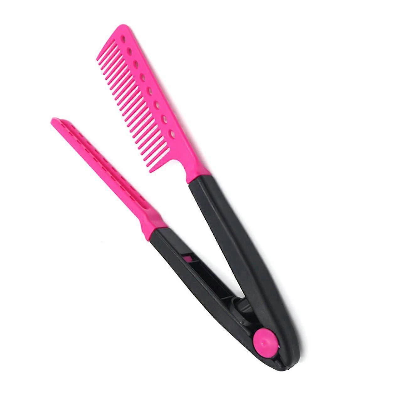 Hair Straightener Comb with Foldable V Shape Design, AntiStatic Brush for Salon and Home Use