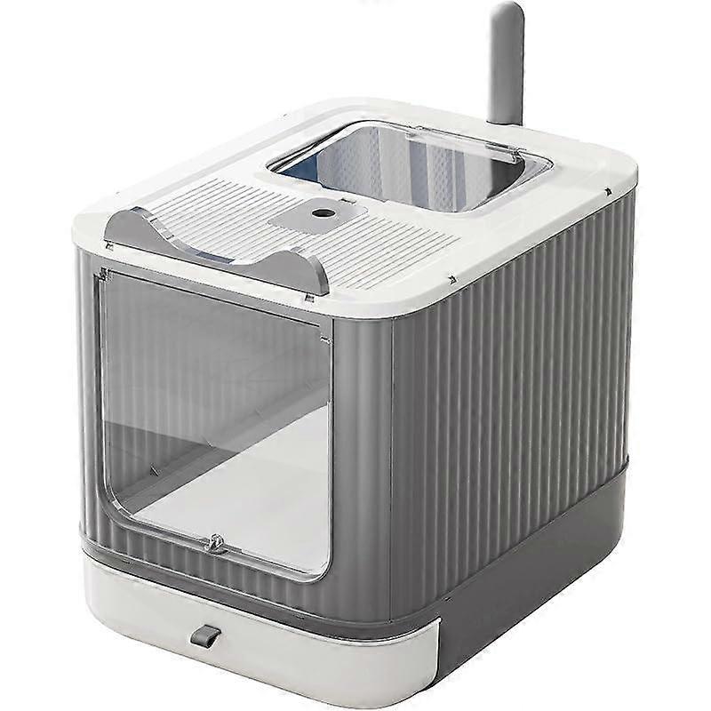 Upgraded Fully Enclosed Cat Litter Box with Lid, Covered Cat Box Enclosure, Anti-Splashing Easy to Clean Kitty Litter Boxes with Drawer, 3 M