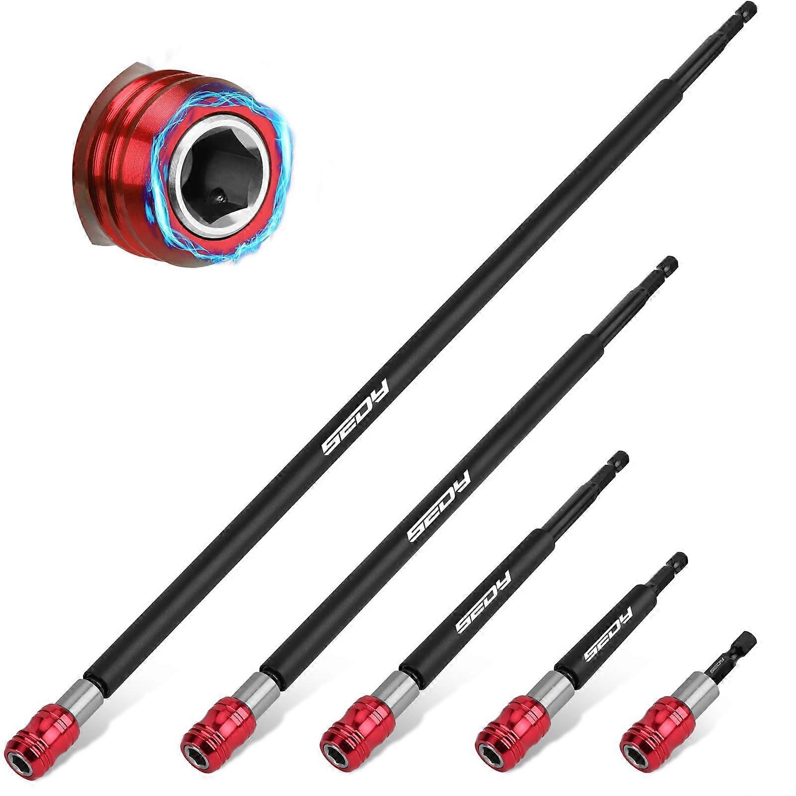 5PCS Extra Long Magnetic Screwdriver Bit Holder Set 1/4 Inch Hex Quick Release Impact Driver Extension