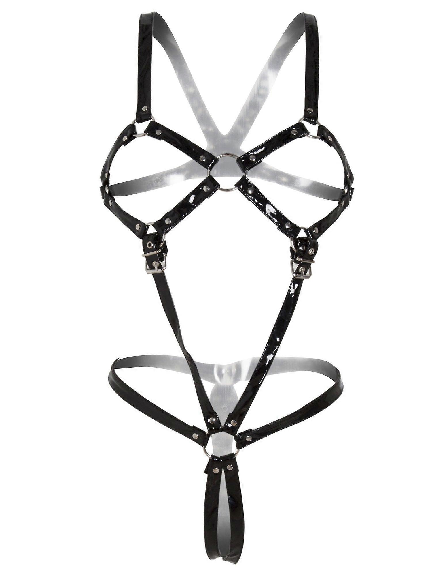 Pvc Full Body Open Harness In Black