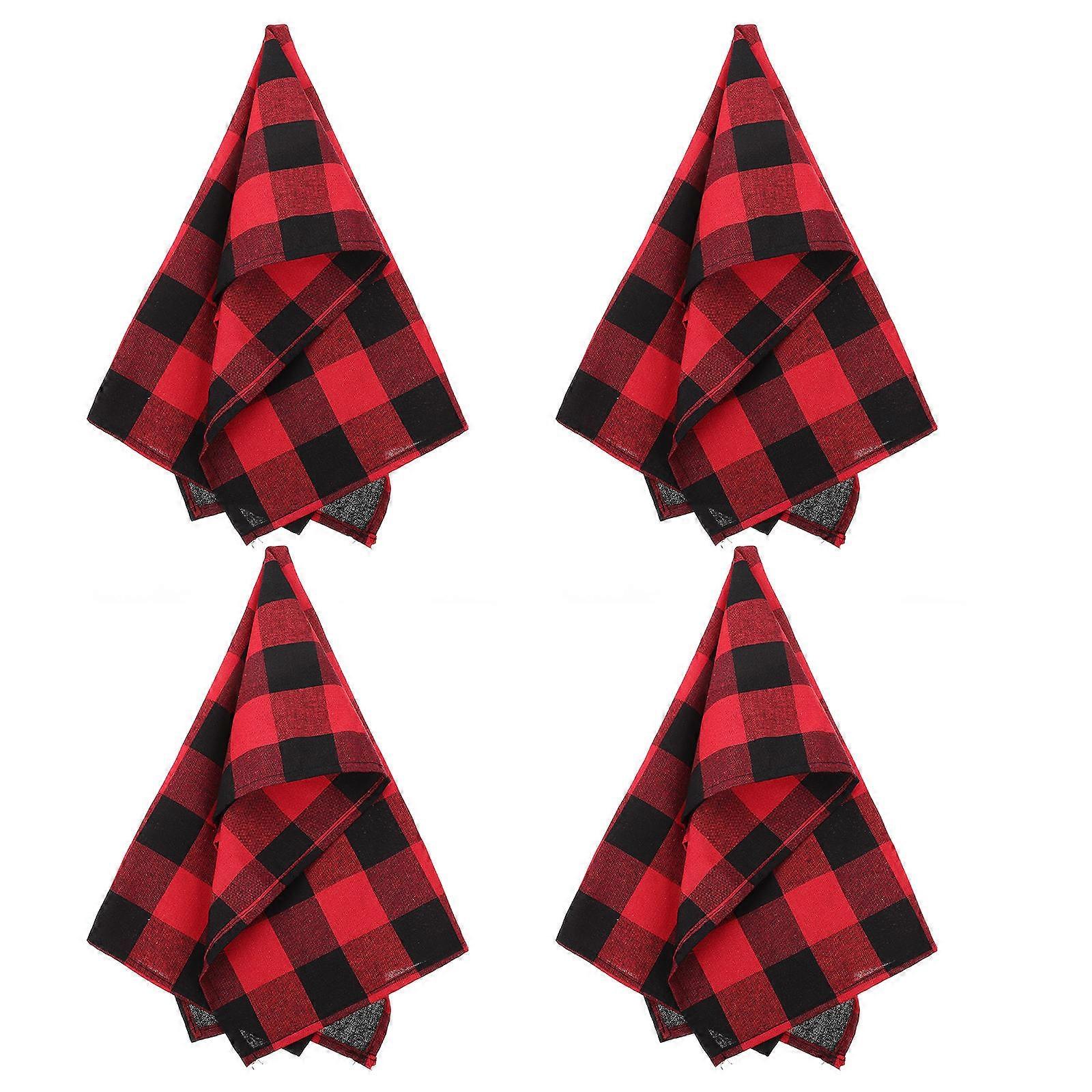 Checkered Dishcloths Kitchen Towels for Cleaning 8Pcs Red Fabric