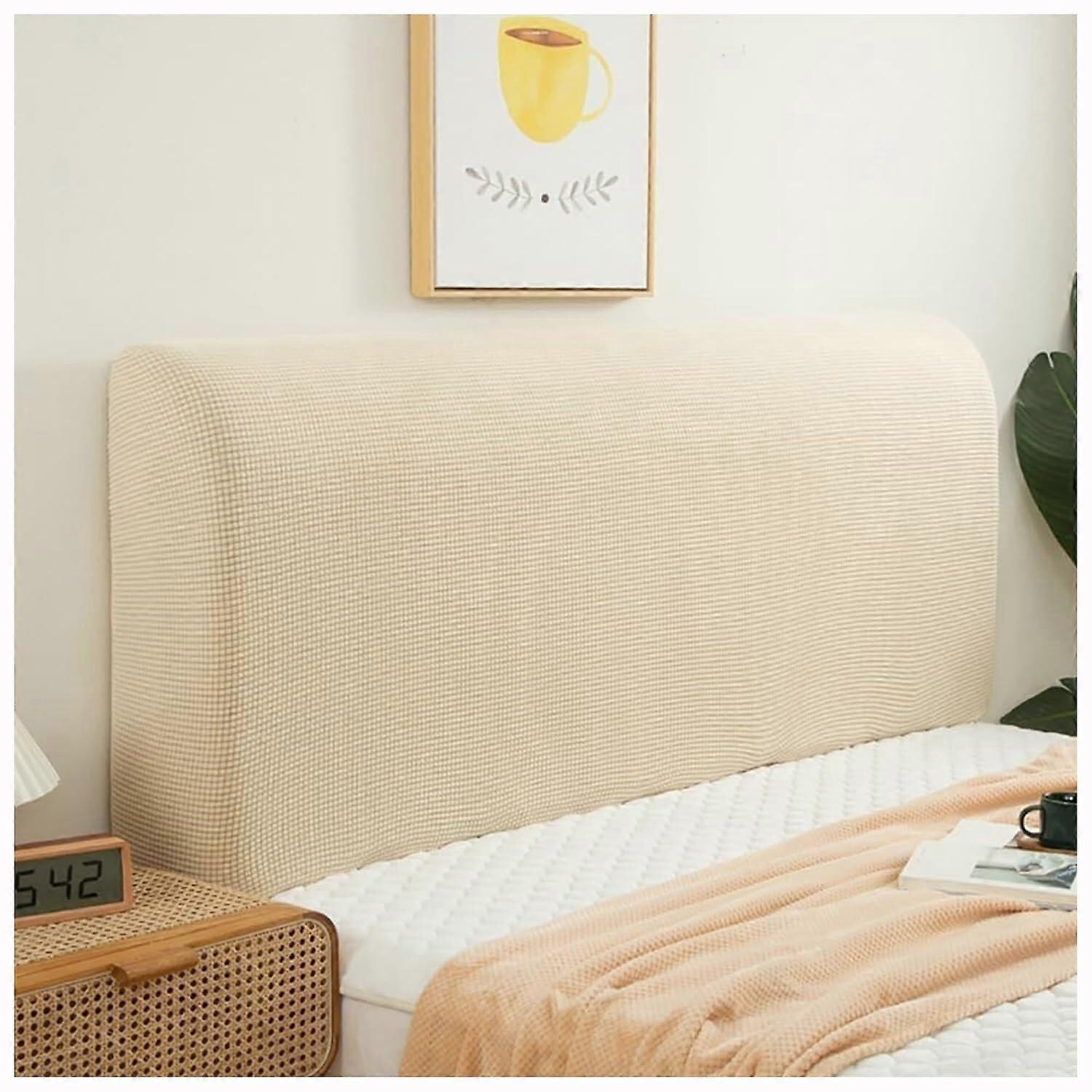 Stretch Headboard Cover for Queen King Bed, Elastic Dustproof Protector, Beige 7583in