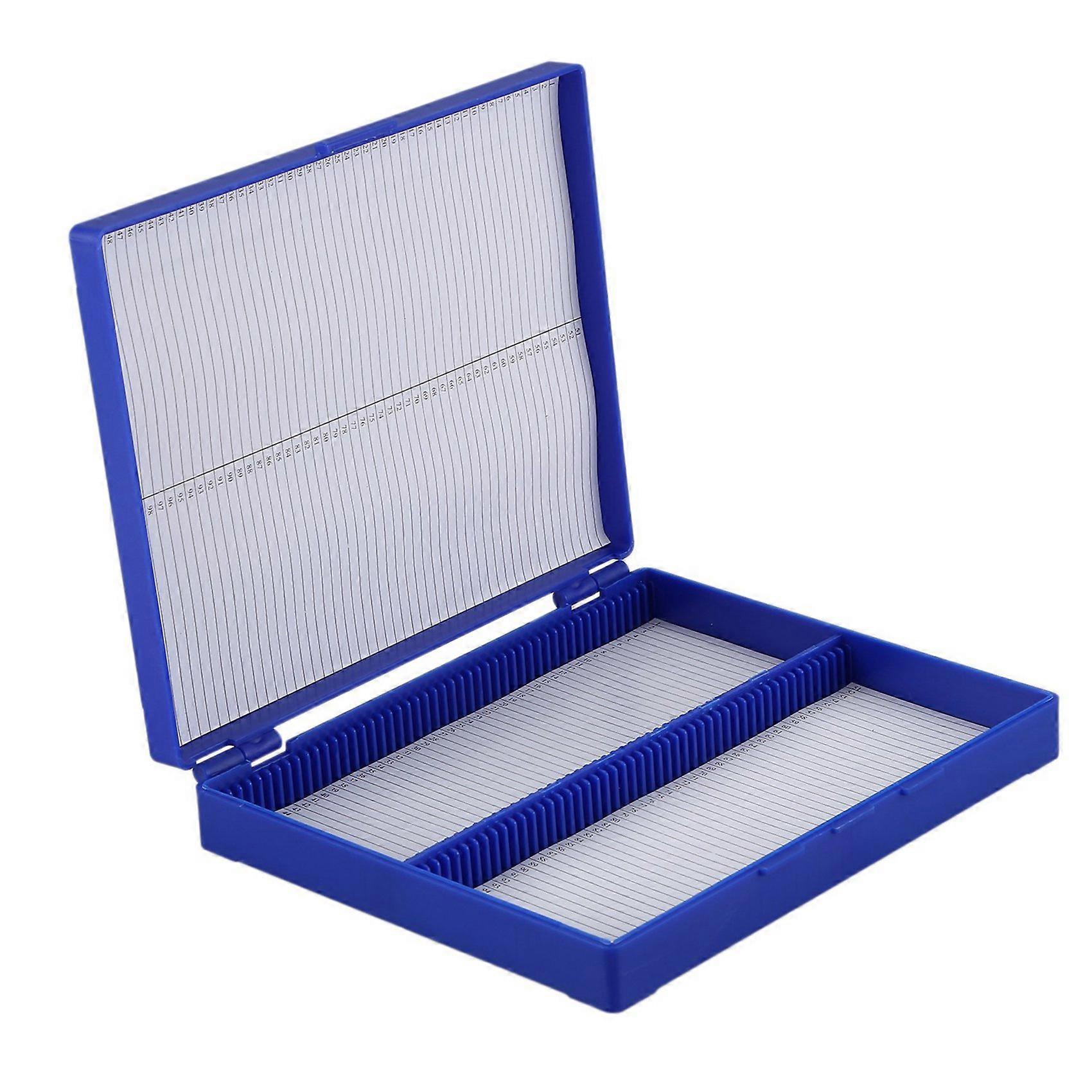 2X Royal Blue Plastic Rectangle Hold 100 Microslide Slide Microscope Box