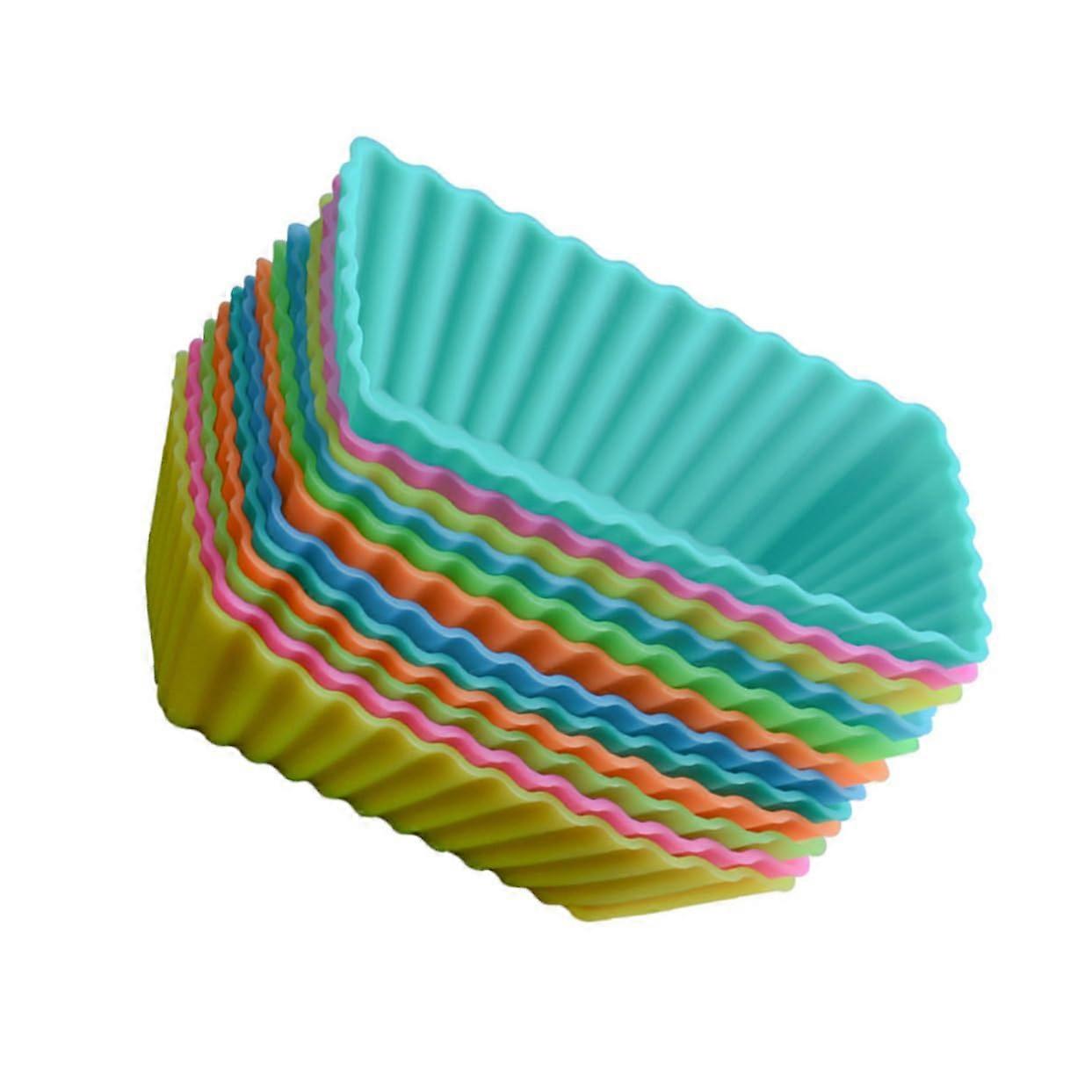 24pcs Silicone Baking Cups NonStick Reusable Cupcake Liners for Muffins Random Color