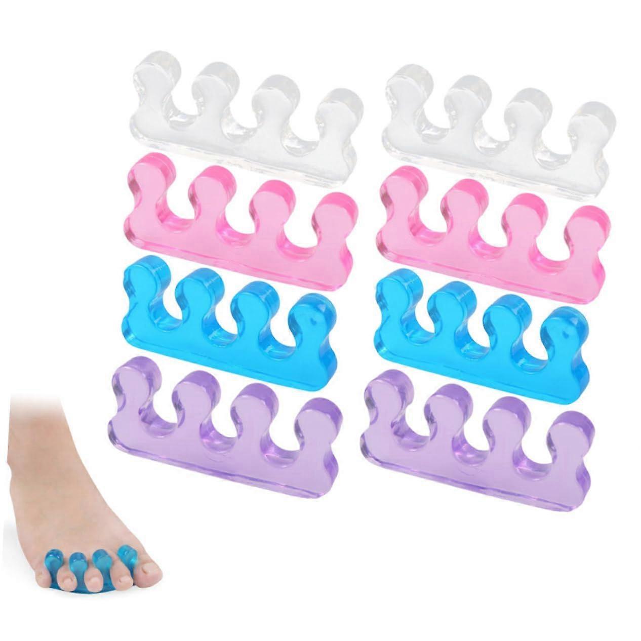 8pcs Reusable Silicone Toe Separators Comfortable Toe Spacers for Pedicure Salon and Home Use