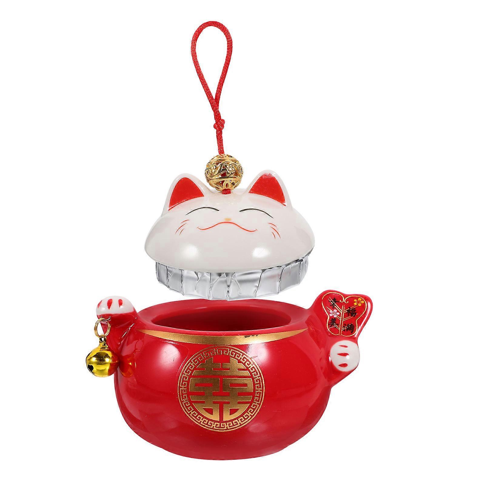 Red Ceramic Tea Leaf Jar for Storage 1Pcs Wedding Celebration Packaging Container