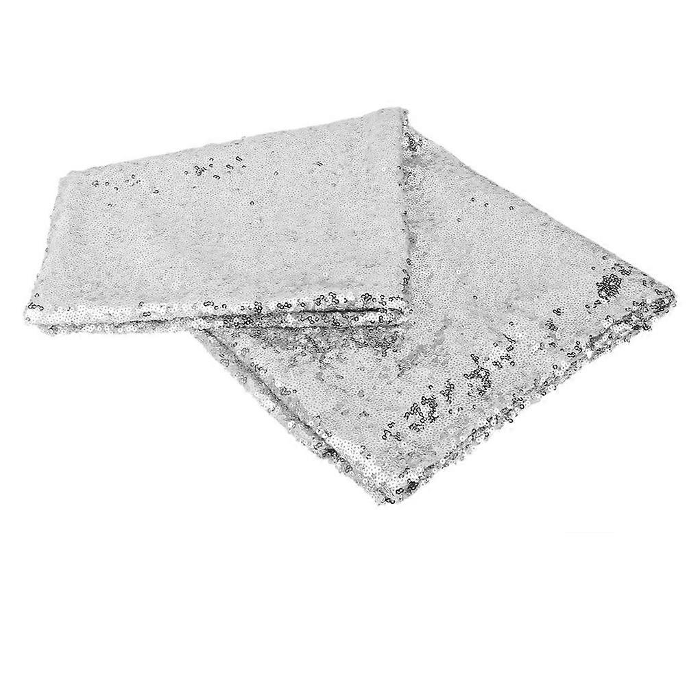 Silver Sequin Tablecloth Wedding Party Decor with Rectangular Design