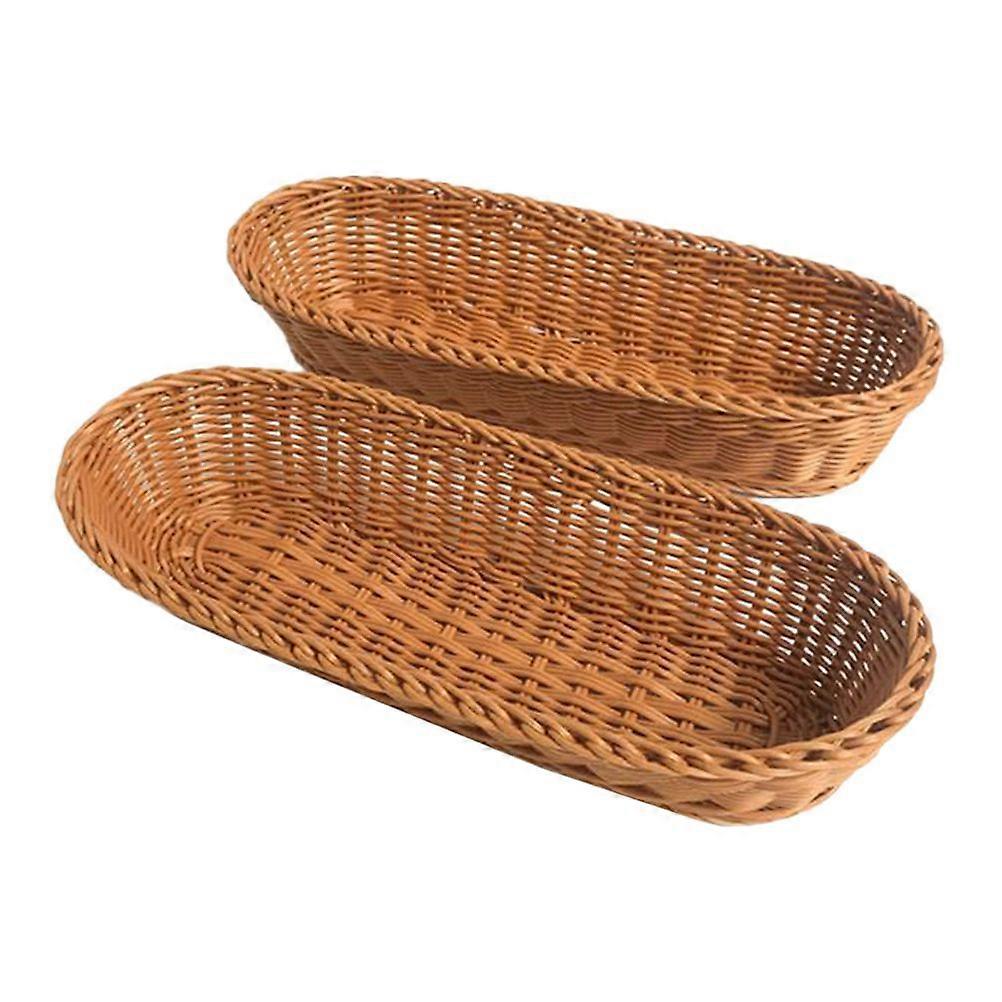 2Pcs Plastic Baskets Food Serving Trays Bread Baskets Kitchen Organizers