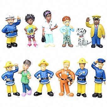 12pcs Cartoon Fireman Doll Cake Toppers for Kids Birthday Decoration Toy Gift