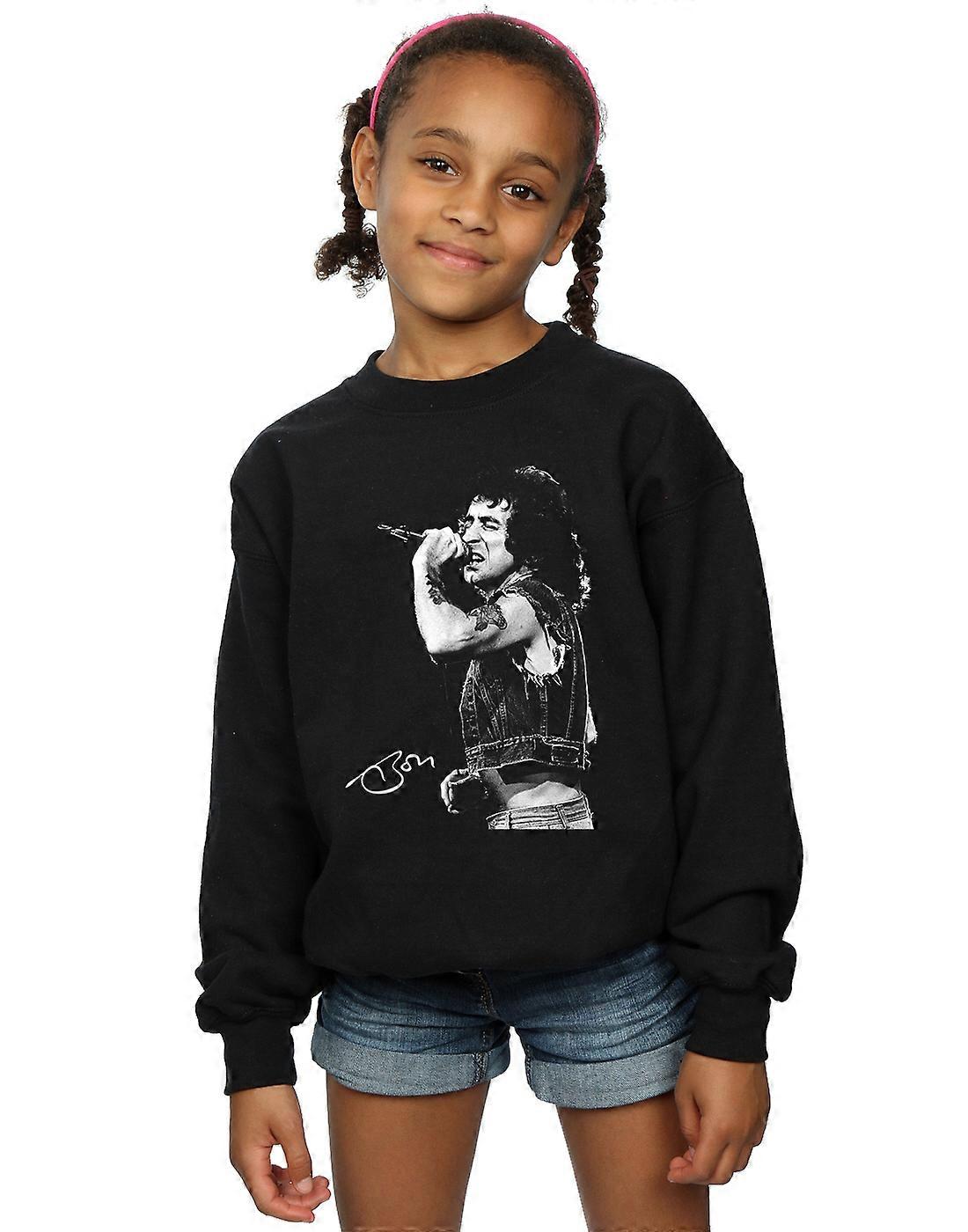 Bon Scott Jenter Signert Bilde Sweatshirt