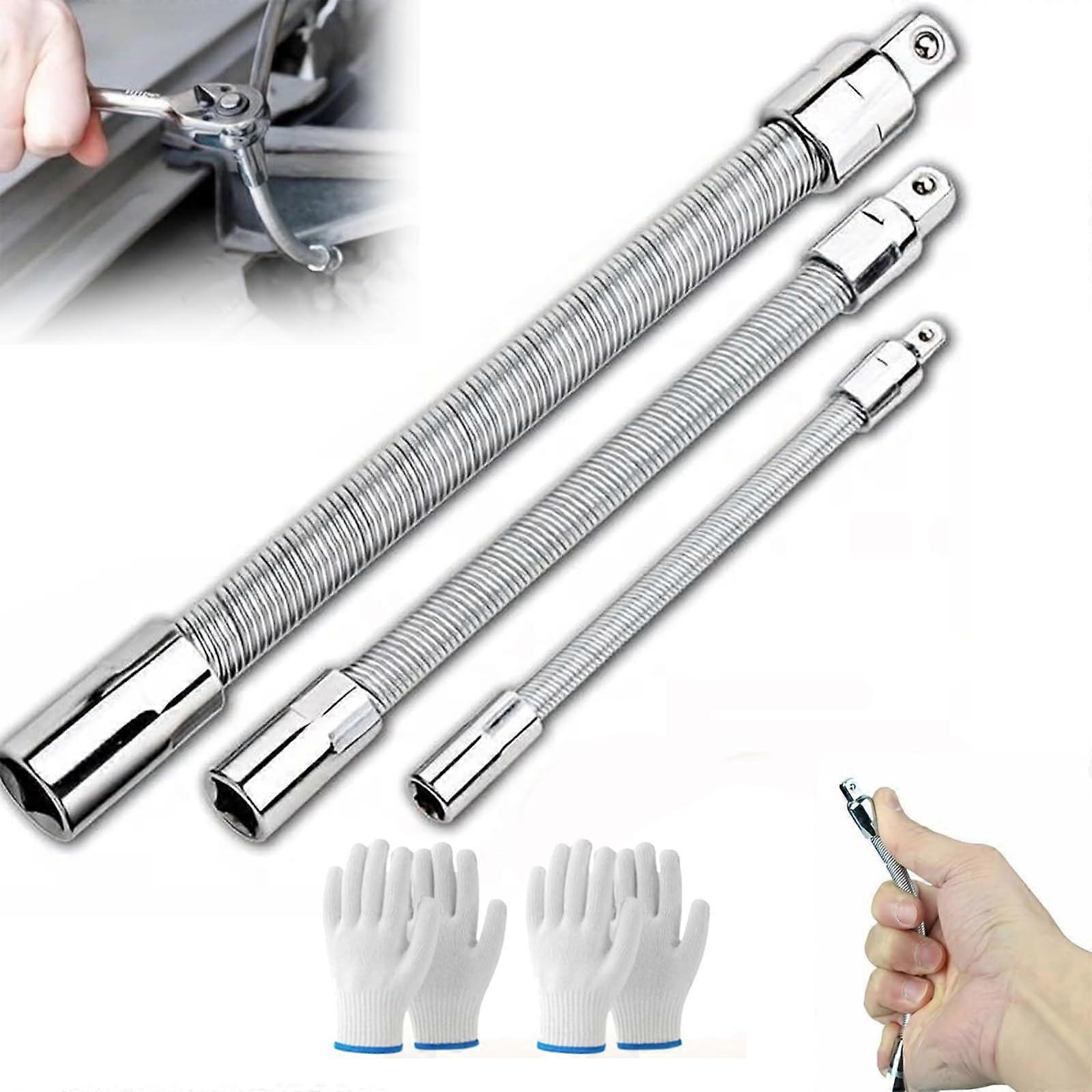 Universal Socket Extension Set, Bendable Flexible Shaft for Electric Drill, 1/4 3/8 1/2 Drive
