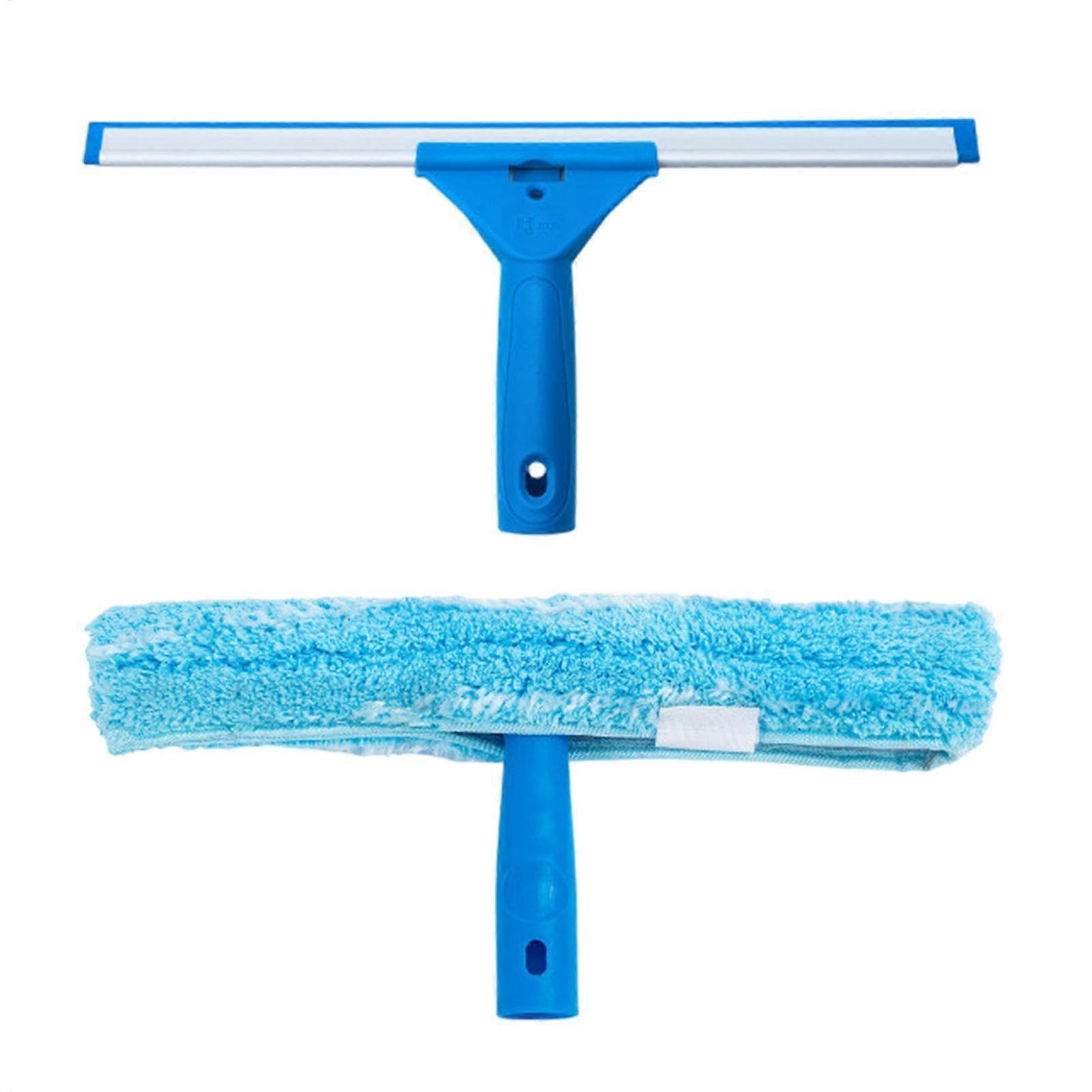 Window Cleaning Kit with Microfiber Scrubber and Professional Window Squeegee for Streak Glass