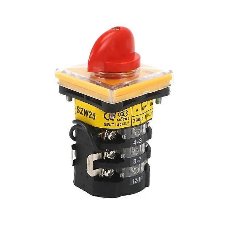 SZW2548D/3 25A 3 Pole Rotary Cam Switch with Yellow Knob,  Current, 3 Position Control