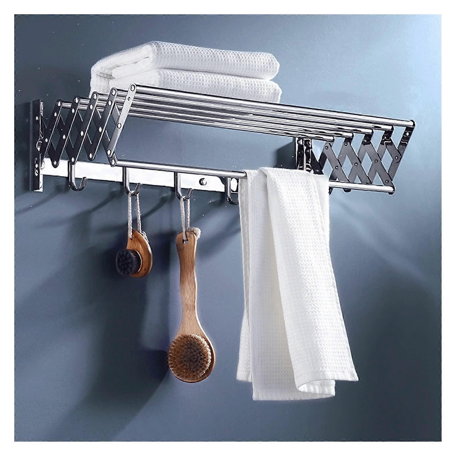 Wall Mounted Drying Rack, 304 Stainless Steel Retractable Clothes Drying Rack with Adjustable Width 60cm