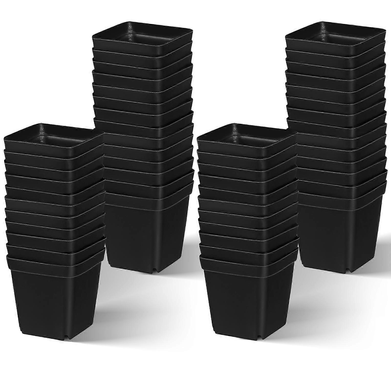 Plastic Plant Pots Square Planters for Vegetables 50Pcs
