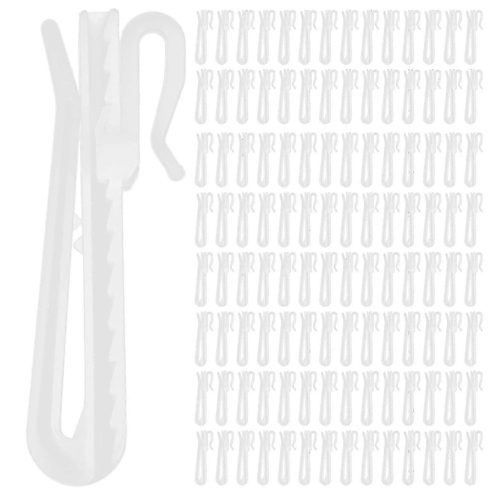 100 Adjustable Plastic Curtain Hooks, Curtain Rod Hooks, Plastic Adjustable Curtain Hooks