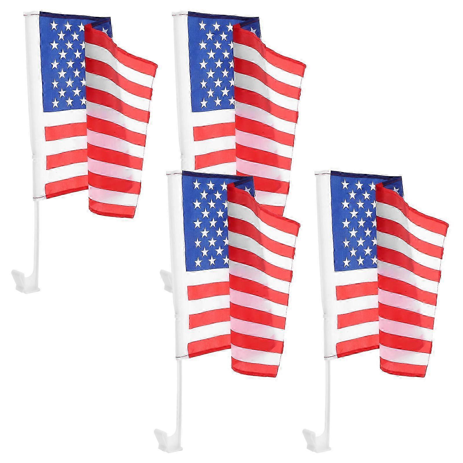 Car Window Flag American Flag for Decoration with 4Pcs Clips