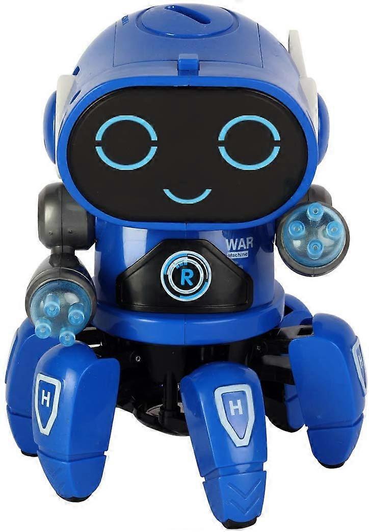 Dancing Robot Toy for Kids with Colorful Lights and Music, Interactive Moving Blue Robot