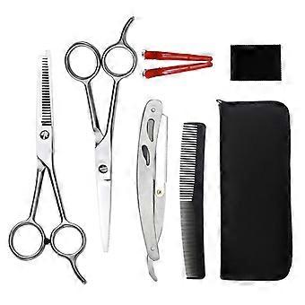 Hairdressing scissors set with beard trimmer holder, professional hair cutting shears, thinning shears, and shredding shears (8 pieces)