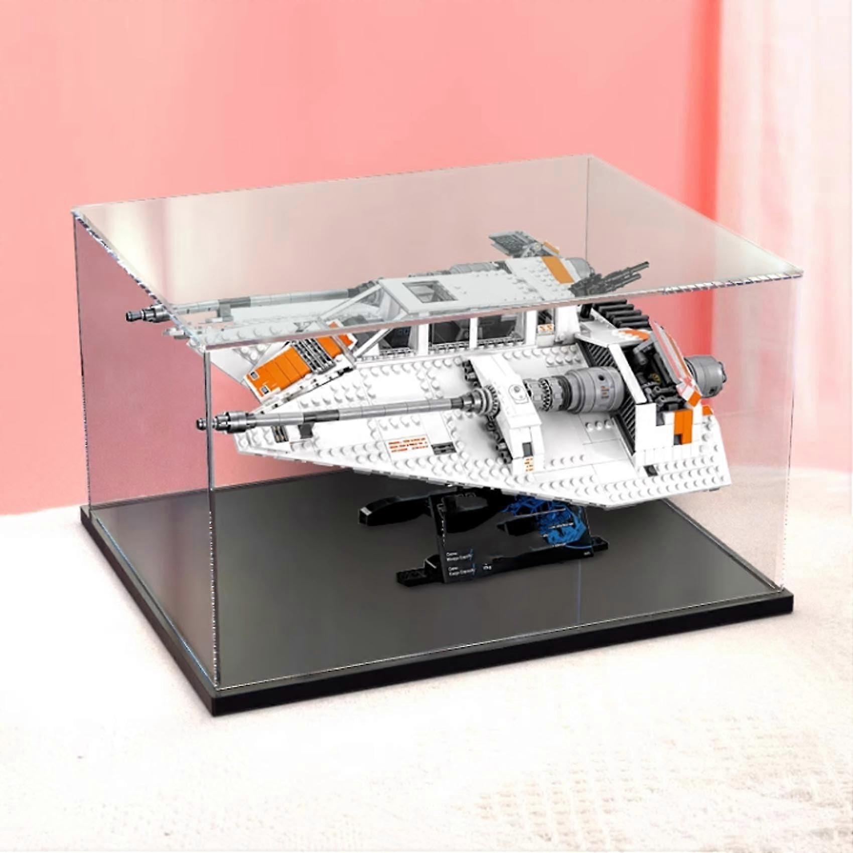 Snow Speeder Display Case Acrylic Dustproof Clear Box with Black Base for  75144 Model