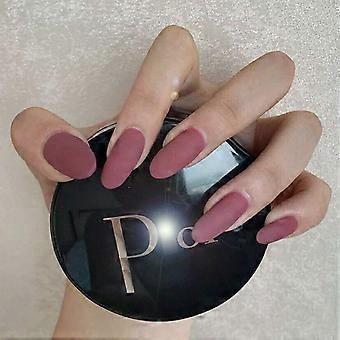 Elegant Purple Matte False Nails Set, Long Round Press On Acrylic Nail Tips for Women and Girls