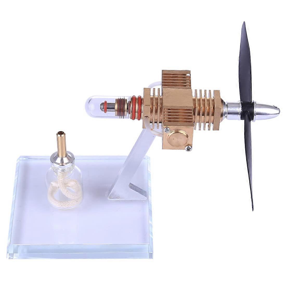 Stirling Engine Model with Propeller Aircraft Head for Physics Experiments, Brass and Steel Design