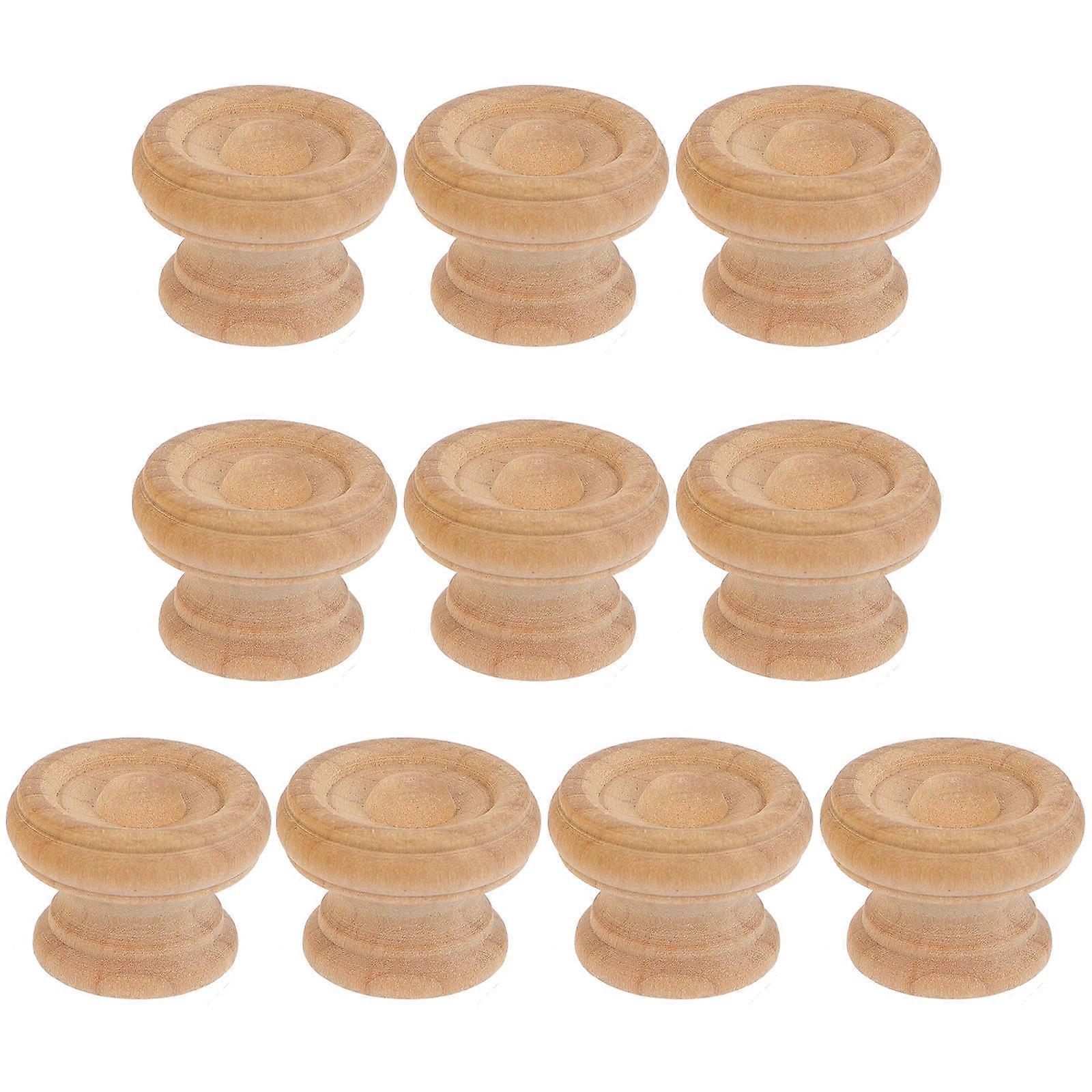 Wooden Cabinet Pull Handle for Drawer Use 10Pcs Khaki Cupboard Knobs