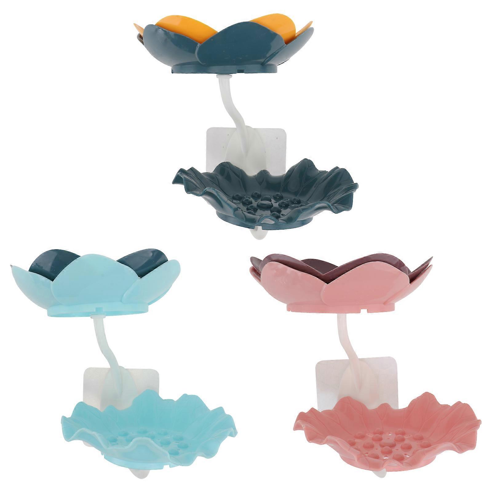 Self-Draining Creative Flower Soap Rack Double Layer Drainage Bathroom 3Pcs