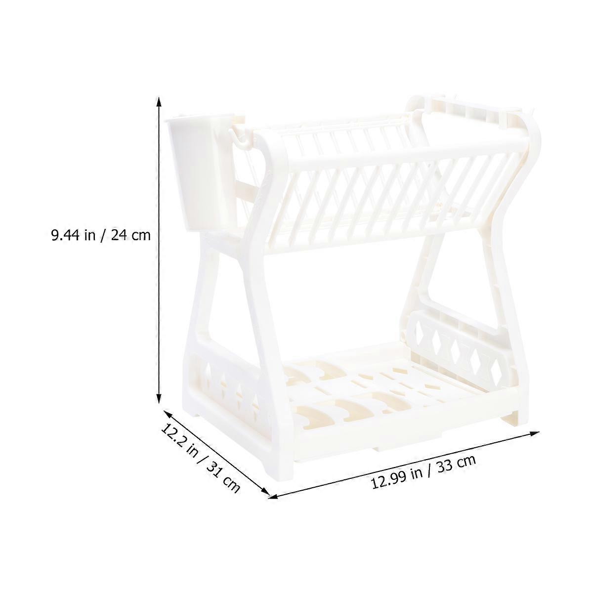 Kitchen Storage Shelf Multifunctional Dish Drainer Plastic Dish Drying Rack White 3331cm For Kitchen Organization 1Pack