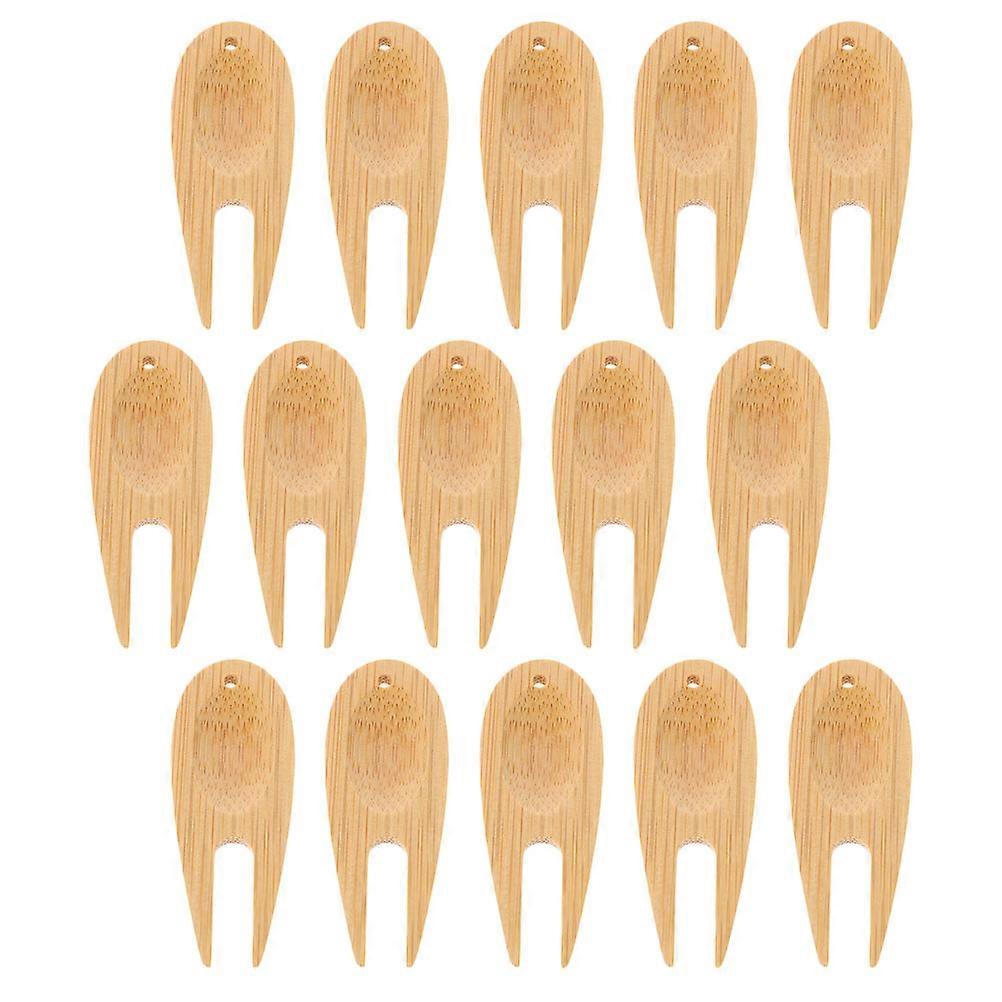 Divot Repair Tool Bamboo Golfs Accessory Khaki Featuring 15Pcs Set