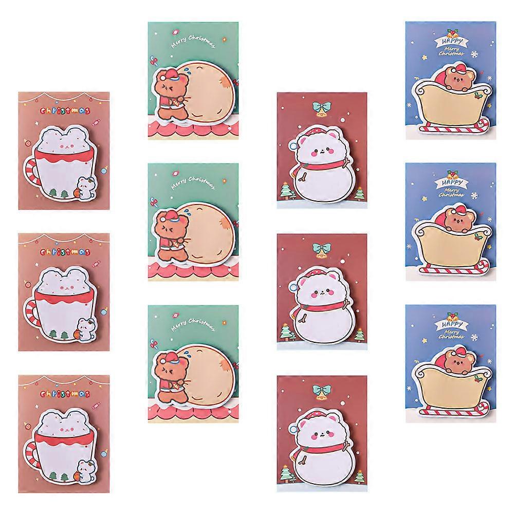 Xmas Sticker Notes Assorted Color for Study Memo Pads 12Pcs