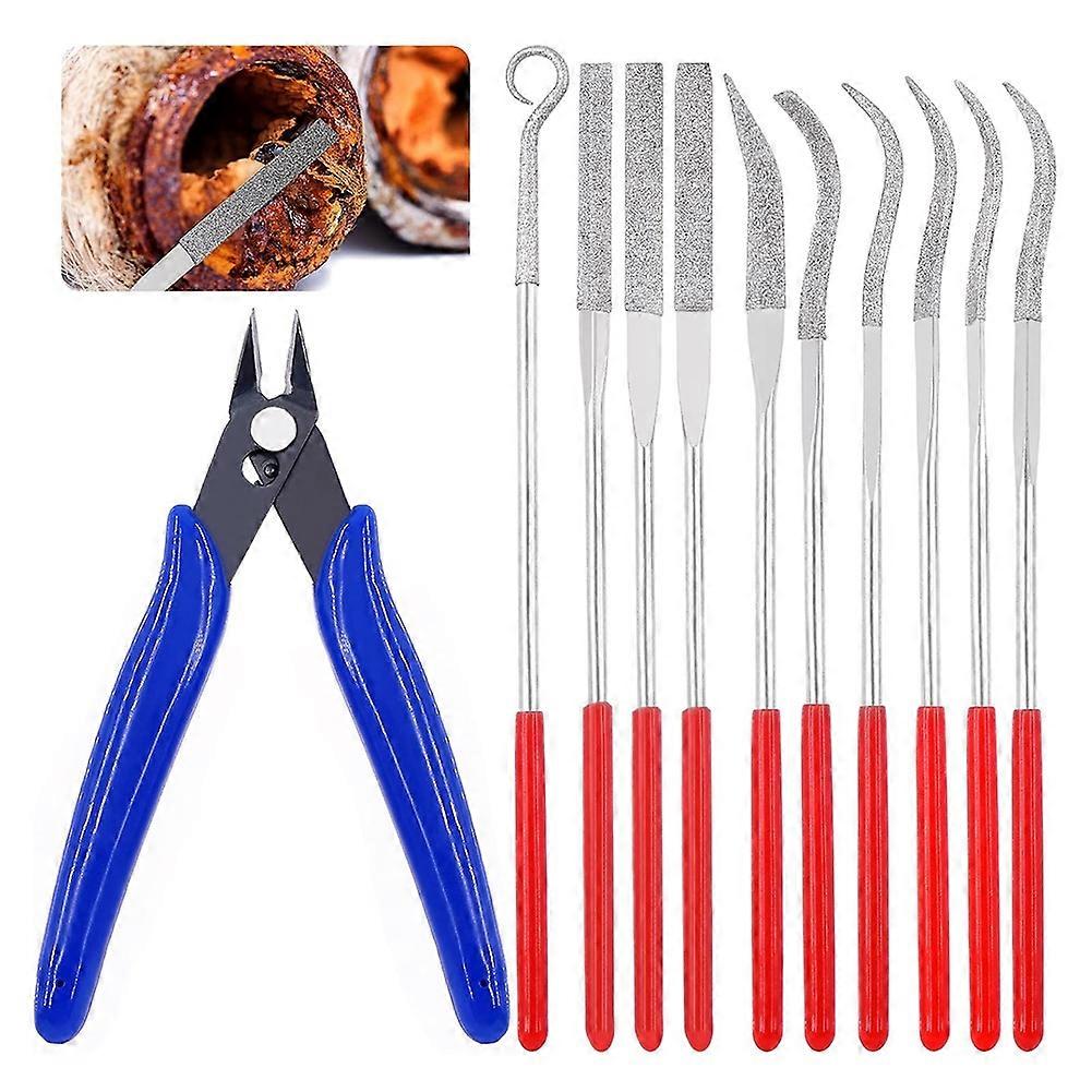 11-Piece Mini Diamond File Combination Set, Multi-Function Needle File Set for Woodworking, Sanding