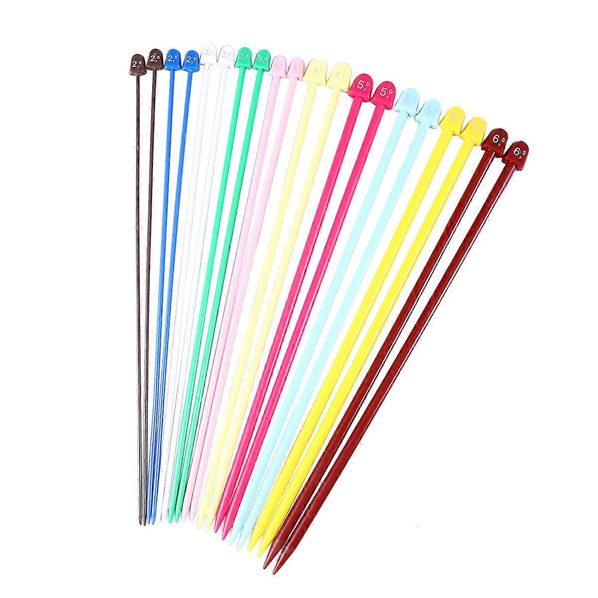 Single Pointed Knitting Needles Plastic Set Including 10Pairs Assorted Colors