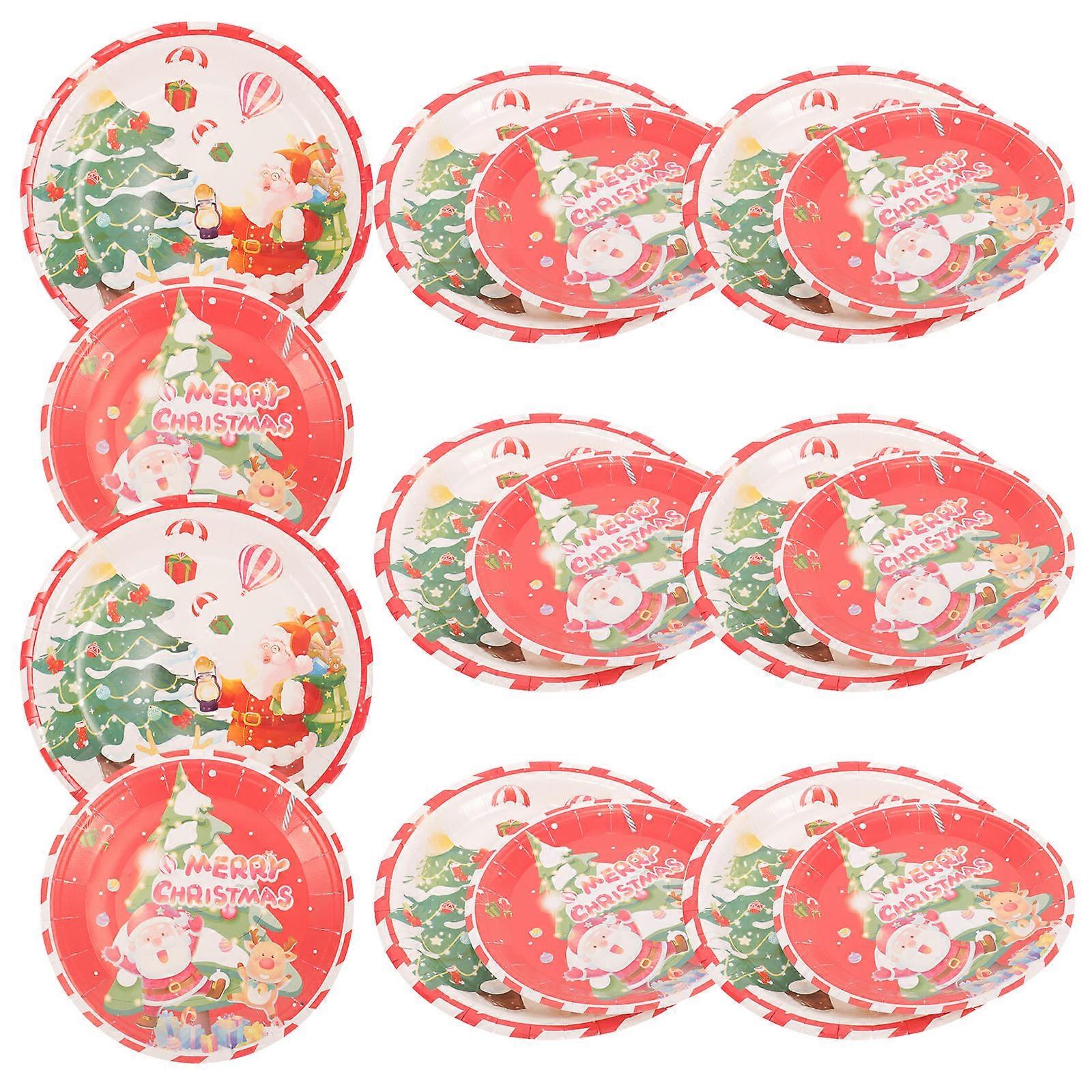 1 Set 20 Stück Weihnachtsmottoparty Pappteller Einwegteller (sortierte Farbe)