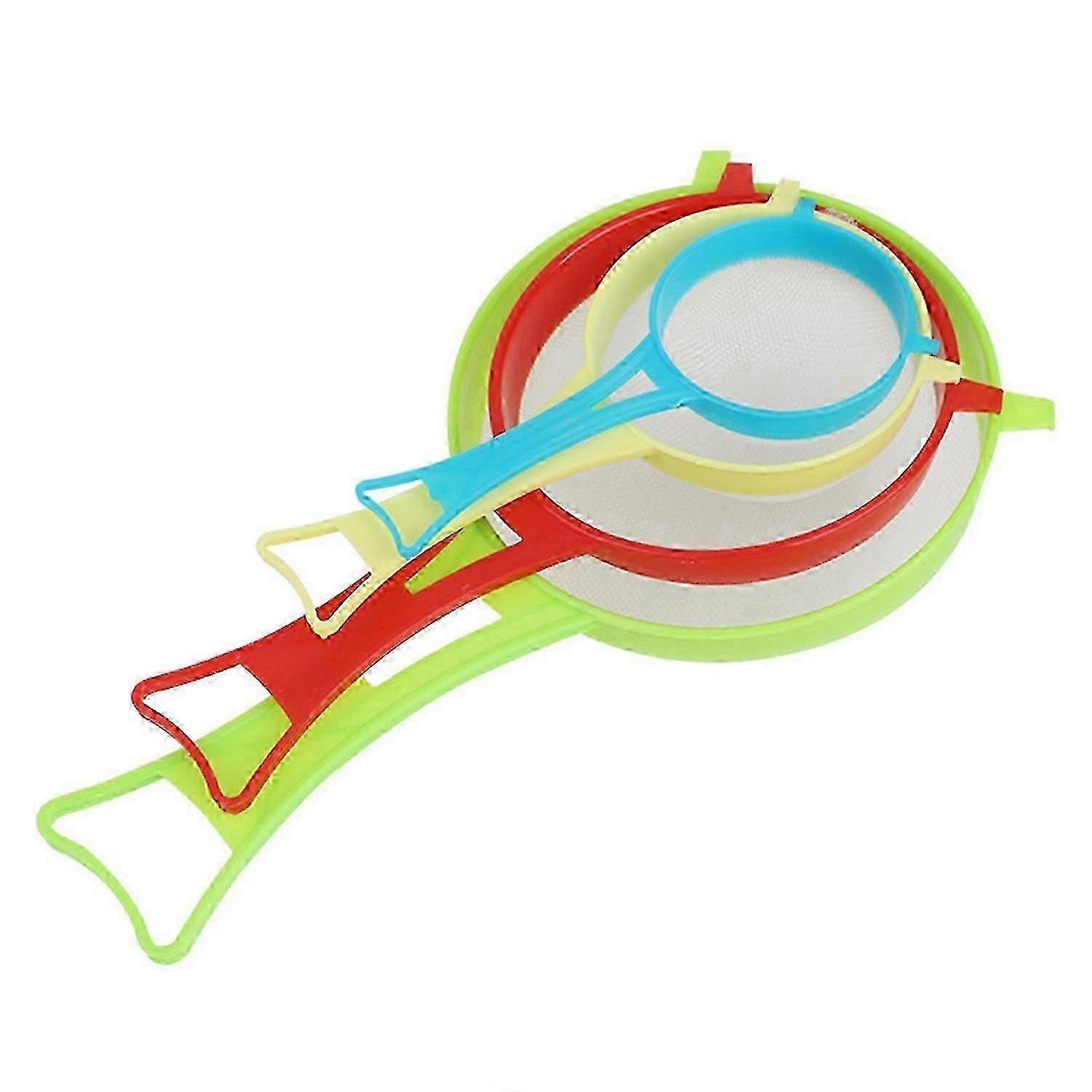 ZHOUBA 4Pcs Flour Colander Long Handle Safe Plastic Multi-function Food Flour Tea Strainer