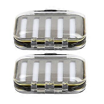 2 stks Fly Box Waterdichte Spleet Hoge Dichtheid Dubbelzijdige Vliegvissen Tackle Box Transparante Fly Box Type A (Zwart