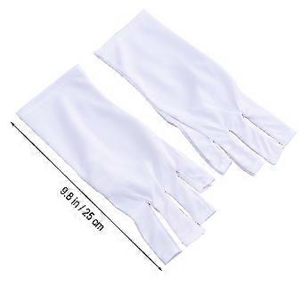 UV Protection Manicure Gloves, White Cotton Anti UV Shield for Nail Art, 1 Pair