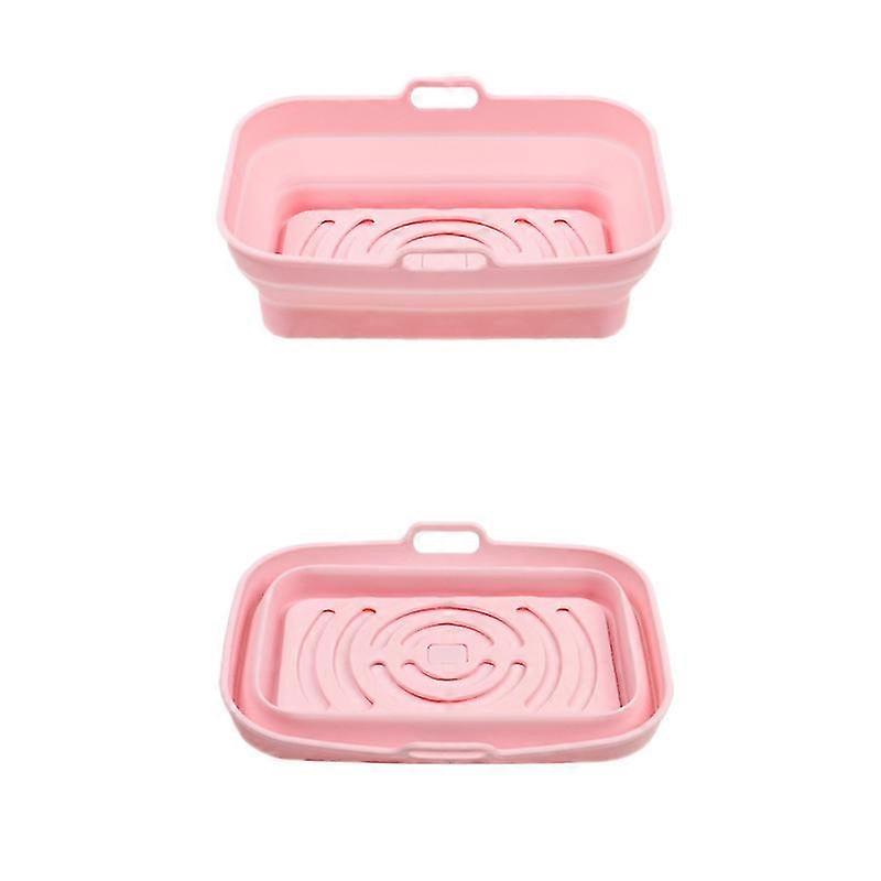 2pcs Air Fryer Mat Baking Tray, Specification: Rectangular Pink
