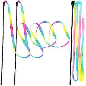 Baguette interactive arc-en-ciel pour chat, jouet d'intérieur avec 3 jouets pour chat