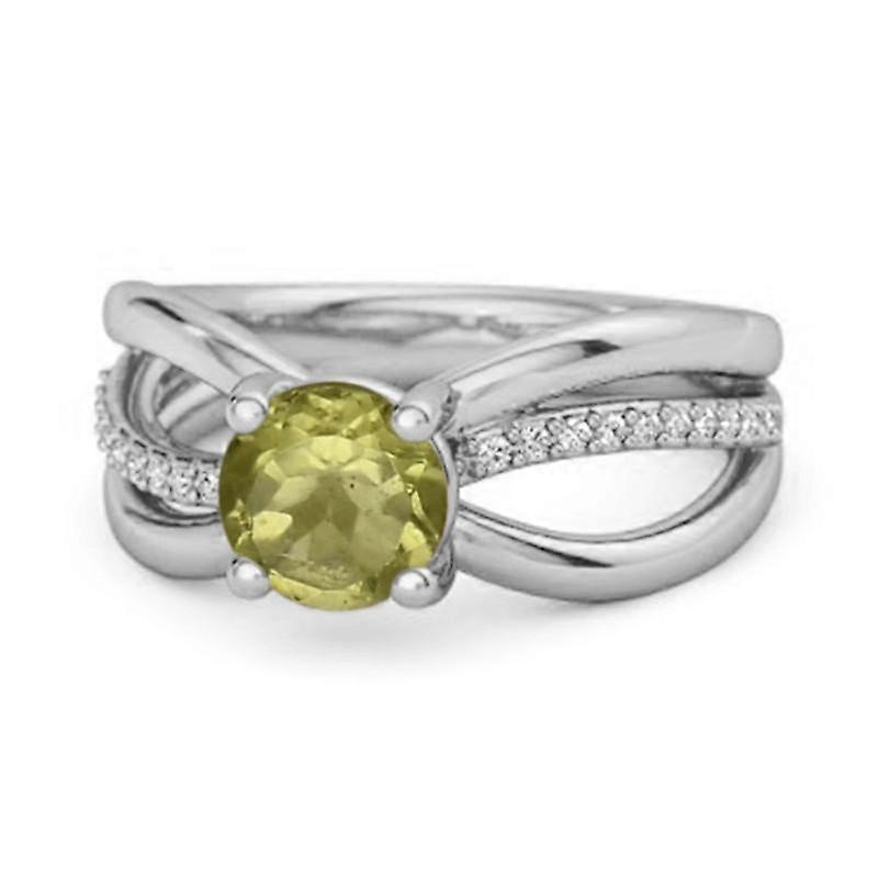 Peridot Infinity Pavé Split Band Ring - 925 Sterling Silver