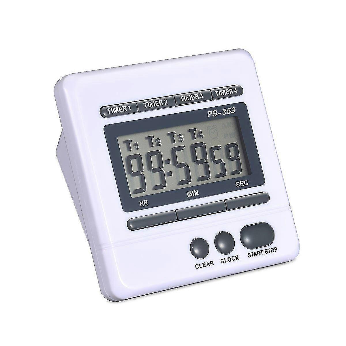 Digitaler Countdown-Timer, 4-Kanal-Count-Up-Down-Küchen-Kochtimer-Uhr