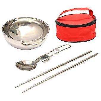 Outdoor Kitchenware Folding Spoon Chopstick Bowl for Camping 1Set