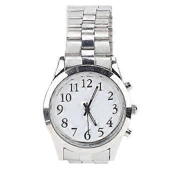 Talking Watch with Alarm Stainless Steel Elastic Band Large Clear Voice Watch for Blind People Visua