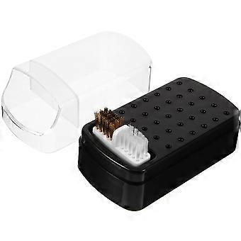 Nail Drill Bit Organizer Plastic Container for Storage with Cleaning Brush 30-Hole