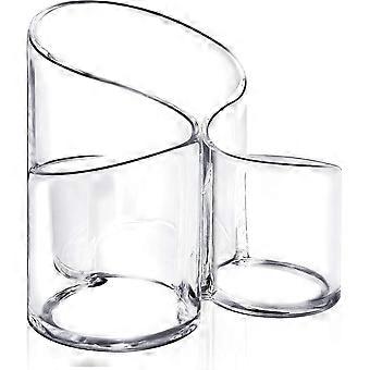 3 Slot Acrylic Makeup Brush Holder Organizer for Eyeliners, Lipsticks - Multipurpose Desk Storage